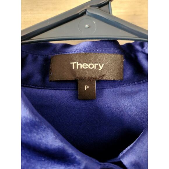 Theory Women's Amazing Blue Button-Up Shirt Long Sleeve Size P - Picture 3 of 4